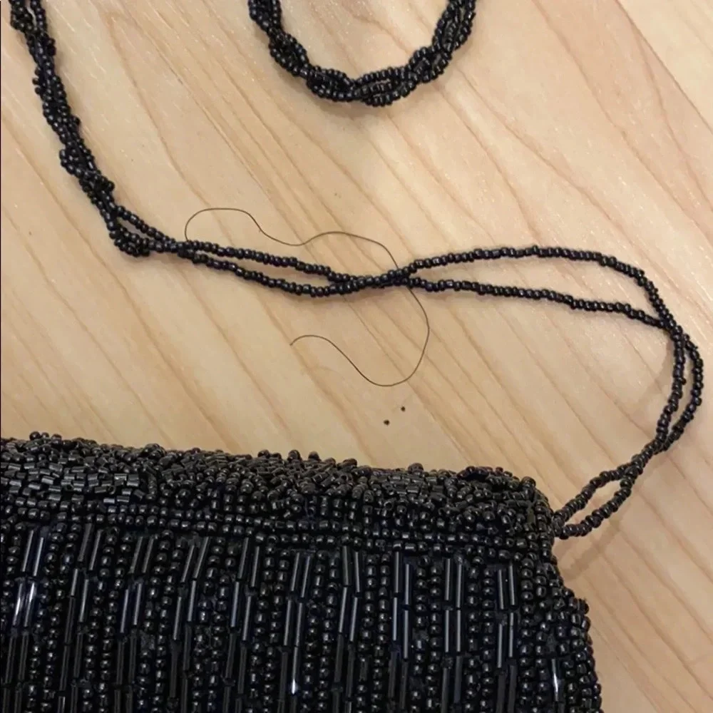 Vintage Beaded Black little Handbag
